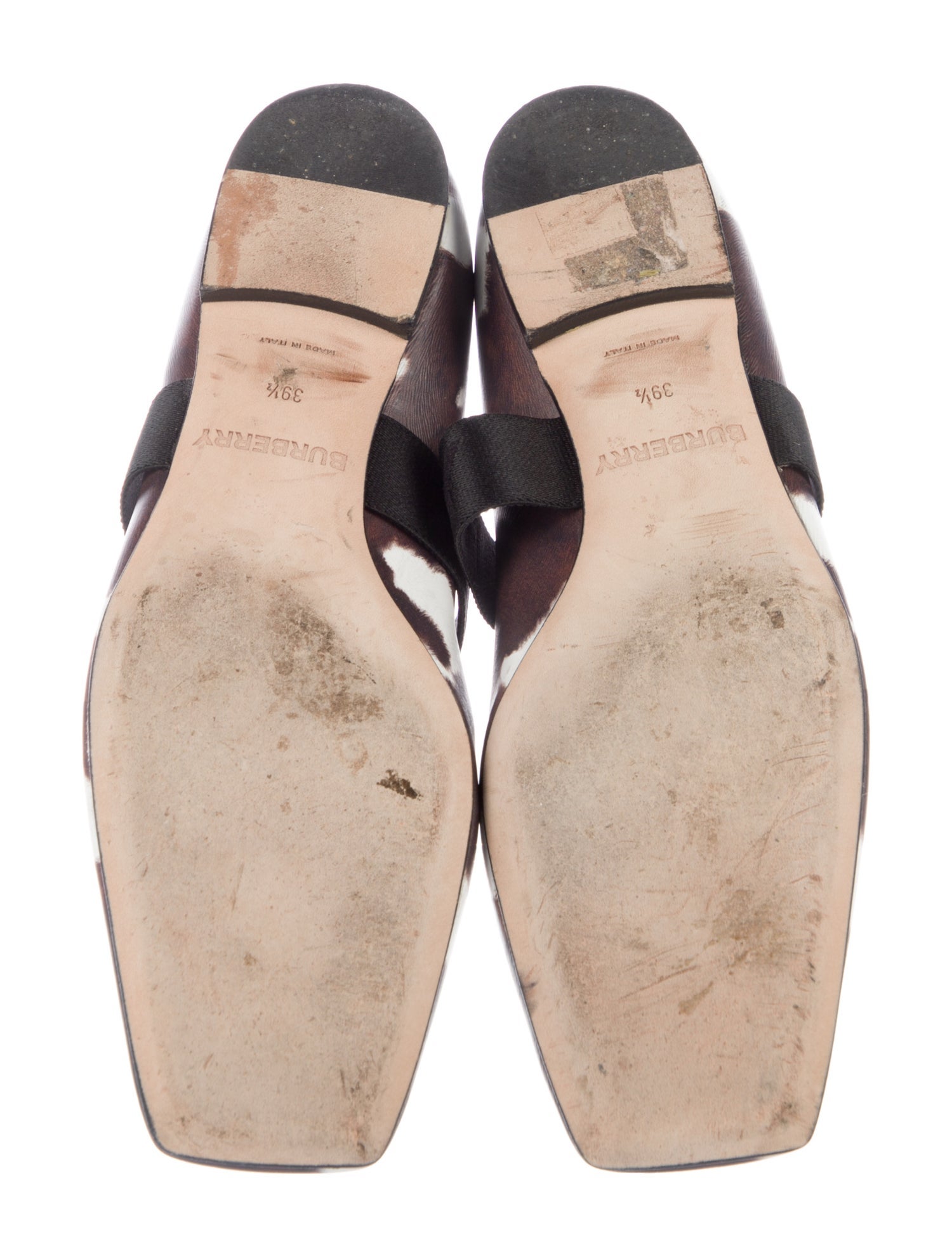 Burberry Leather Animal Print Mary Jane Flats